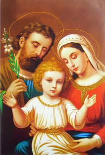 Wall gallery 45.72 cm Mother Mary, Joseph and Jesus Plc Glowing Sticker like a new Everyday Self Adhesive Sticker