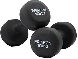 PROIRON Neoprene Dumbbell 10kg Pair Black Fixed Weight Dumbbell