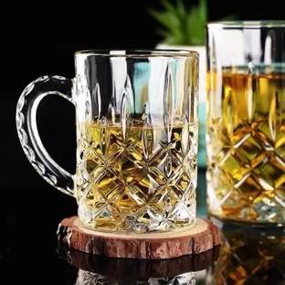 DULARIYA (Pack of 2) Multipurpose Drinking Glass for Juice,Glass Beer Mug (400 ml, Pack of 2) Glass Beer Mug
