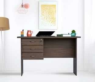 DeckUp Reno Walnut Engineered Wood Office Table
