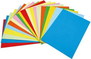 KRASHTIC A4 Color Sheets For Project Work, Art and Craft Set of 20 Sheets Plain A4 130 gsm Craft paper