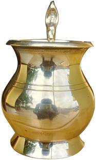 Craft World Brass Panch Patra Lota with Naga Spoon, Panchapatra Set Poojan Purpose. Brass