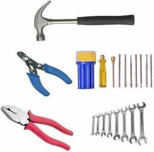 White Arcade Hammer,Plier,Wire Cutter,Double Sided Wrench ,Screw Driver Kit Steel Hammer, Plier, Wire Cutter, Double Sided Wrench | Screw Driver Kit Curved Claw Hammer