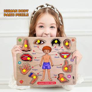 Childgossip Wooden Human Body Parts Puzzle with Knobs Educational and Learning Game for Kids