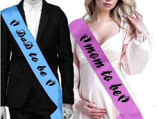 hubops mom to be sash pink dad to be sash blue for Party Decoration Combo Pack