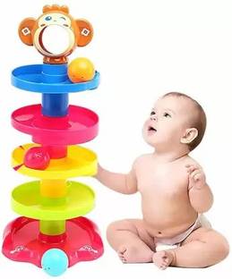 SR Toys Roll Ball Toy for Kids with 5 Layer Ball Drop and Roll Swirling Tower for Baby