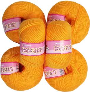 JEFFY Vardhman Original 4ply Acrylic Knitting Wool Yellow Pack of 6 Baby Soft Wool