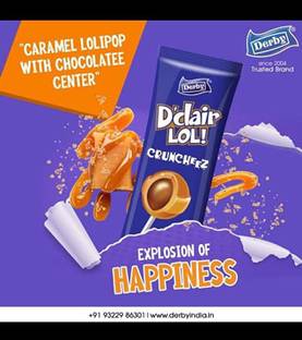 Derby Dclair Lollipop Cruncheez / Caramel Lollipop Chocolatee Center/48Pcs/504G Chocolate Flavoured Lollipop