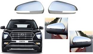 SNTP Chrome ORVM/Side Mirror Cover with Indicator Cut for Creta (2020 Onwards) Plastic Car Mirror Cover