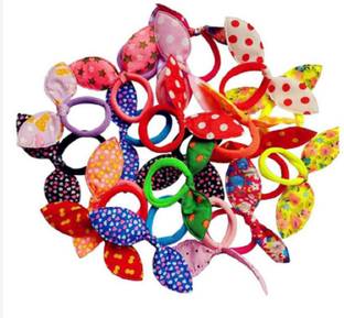 JGJ Global Enterprises Rabbit Ear Hair Tie Rubber Bands Style Ponytail Holder - Pack of 24 Pcs Rubber Band