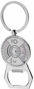 Electro Cloud 50 Years Calendar Compass Bottle Opener Silver Metal Keychain for Car Bike Key Chain