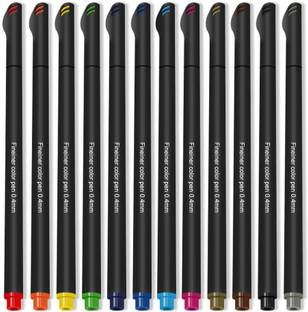 KNAFS 12 pcs Fineliner Color Pen Set 0.4mm Fine Line Tip Colored Sketch Drawing Pen Fineliner Pen