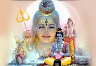 Poster Bholenath Ji Lord Shiva With Shri Ram Ji With Hanuman Ji Wall Poster sl1477 (13x19 Inches, Matte Paper, Multicolor) Fine Art Print