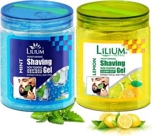 LILIUM Moisturising Non Foaming Shaving Gel, Mint and Lemon, Pack of 2