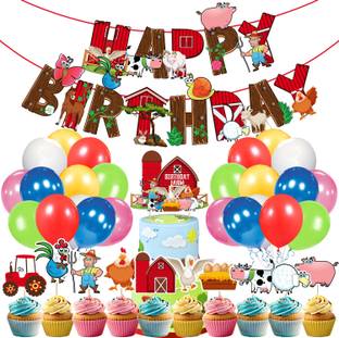 ZYOZI 37 Pcs Farm Birthday Party Supplies for Kids Farm House Animal Theme Decorations