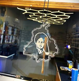 EliteAuto Shaheed-E-Azam Bhagat Singh Car RearView Mirror Hanging Decor with Metal Chain Car Hanging Ornament