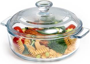 GRACIOUS MART Glass Casserole Bowl with Lid & Handle Oven Safe Covered Casserole for Cookware Cook and Serve Casserole