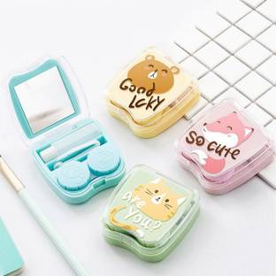 Mopslik Pack Of 1 Cartoon Printed Plastic Contact Lens Case Storage Box ( Multicolour )