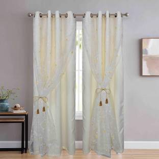 Thundershoppe 152.4 cm (5 ft) Window Tissue Blackout Curtain (Pack Of 2)