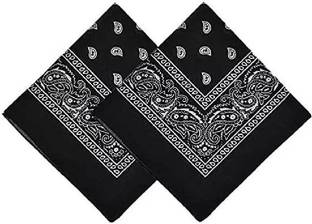 plutoprom NOVELTY DOUBLE SIDE PRINTED 22*22 INCH PAISLEY BANDANA /HEADWRAP ["Black"] Handkerchief
