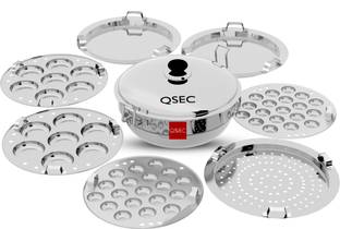 QSEC Stainless Steel 7 plateIdli,dhokla,patracooker Multi Kadai with Induction bottom Induction Idli Maker