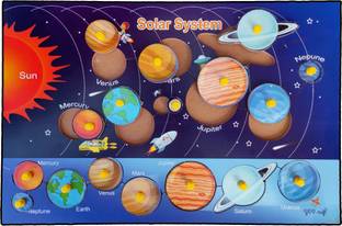 वाईडीवी क्राफ्ट wooden solar system 4*18 inch colorful double printed Jigsaw Floor Puzzle 9 Pcs बोर्ड गेम
