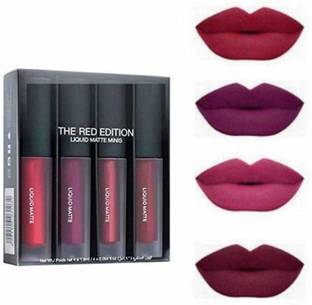 BLUSHIS Non Transfer Waterproof Longlasting Liquid Matte Mini Lipstick Combo Pack Of 4