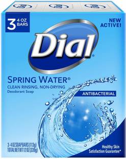 Dial Antibacterial Deodorant Soap, Spring Water, 4 Ounce, 3 Bars