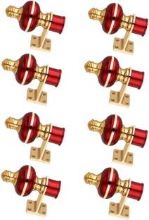 GHAR DWAR Red Curtain Hooks, Curtain Knobs, Rod Rail Bracket Metal