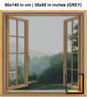 way2good 90x140 Cm | 35x55 Inches - Grey. Pre-Stitched Fiberglass Insect Net, Window Fibre Washable Adults Mosquito Net