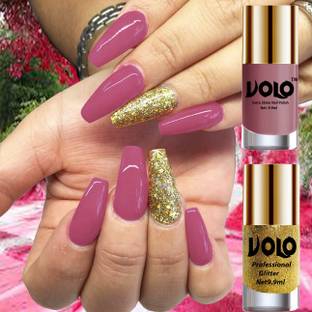 Volo Gloss Shine Nudes Spring Nail Polish Glitter High Shine Golden Nail Paint Nudes Spring, Golden Glitter