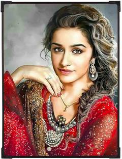 FURNATO | Shraddha Kapoor Poster with UV Coated MDF Frame | Home Decor Digital Reprint 12 inch x 9 inch Painting