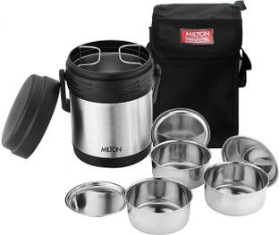 MILTON Thermosteel Hot Meal 3 Stainless Steel Inner Container Lunch Box 3 Containers Stainless Steel Office Lunch Box