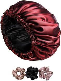 Wesofy Satin Silk Hair Bonnet cap with 3 Primium Silk Satin Scrunchies