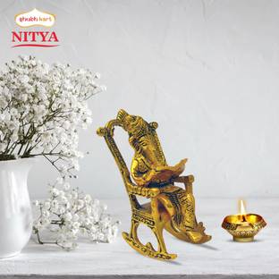 Shubhkart Nitya Lord Ganesha Reading Ramayana On Chair With Kuber Diya - 229 g Decorative Showpiece  -  15 cm