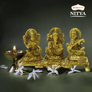Shubhkart Nitya Ganesh Saraswati Idol with Diya Lamp Statue - 188 g Decorative Showpiece  -  10.5 cm
