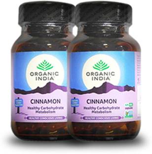 ORGANIC INDIA Cinnamon 60 Capsules Bottle- (Pack Of 2)