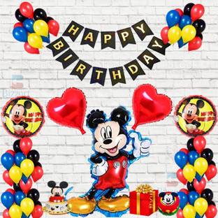 Fun and Flex Mickey Mouse- Combo Pack of 46 Pcs Mickey Mouse 5 Pcs Foil Balloons Set