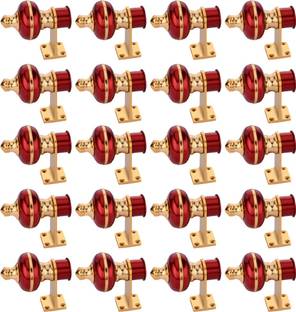 Sun Shield Gold, Maroon Curtain Knobs, Curtain Hooks, Rod Rail Bracket Metal