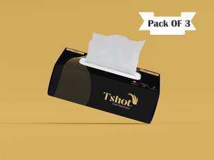 Tshot Soft Primium Face Tissue Paper Box For Car/Home/Office 2 Ply 100 Pulls (Pack Of 3) (300 Tissues)