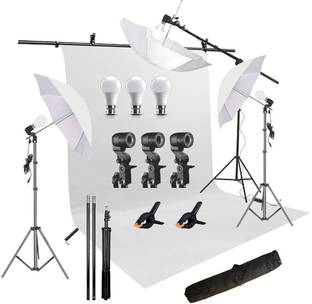Hiffin ®White Screen Backdrop 6x9+9 ft Stand - 6x9 ft Backdrop White Reflector Umbrella