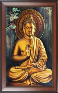 Stickers Mart 91 cm 3D Lord Buddha HD painting Decorative Wall Sticker Removable Sticker