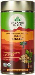 ORGANIC INDIA Tulsi Ginger Tea 100 GM Tin- (Pack Of 3) Tulsi, Ginger Herbal Tea Drum