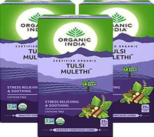 ORGANIC INDIA Tulsi Mulethi 25 Tea Bags- (Pack Of 3) Tulsi Herbal Tea Bags Box