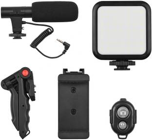 MJ Hub Vlogging Kit for Mobile Phone & Digital Cameras | with Microphone, 36 LED Light Tripod Kit