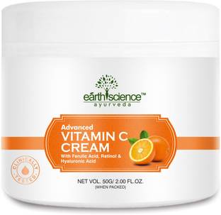 Earth Science Ayurveda Vitamin C Face Cream w/Peptides, Retinol, B3 & Hyaluronic Acid for Glowing Skin