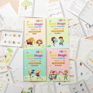 xelix Sank Magic Practice Copybook (4 BOOKS + 10 REFILL) (Multicolor)