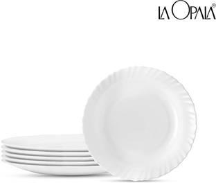 LAOPALA DIVA Opalware white Full Plate Set, 11-inch(27cm), 6 Pieces, White Dinner Plate
