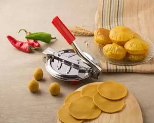FRESHY Round Puri Press Iron Small Roti, Small Chapati, Small Papad,Khakhra Maker Stainless Steel Size Batch Dough Maker