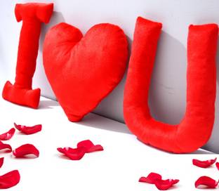 Avirons I Love You Letter Cushion | LOVE Alphabet Pillow | Soft Cushion for Room & Sofa  - 11 inch